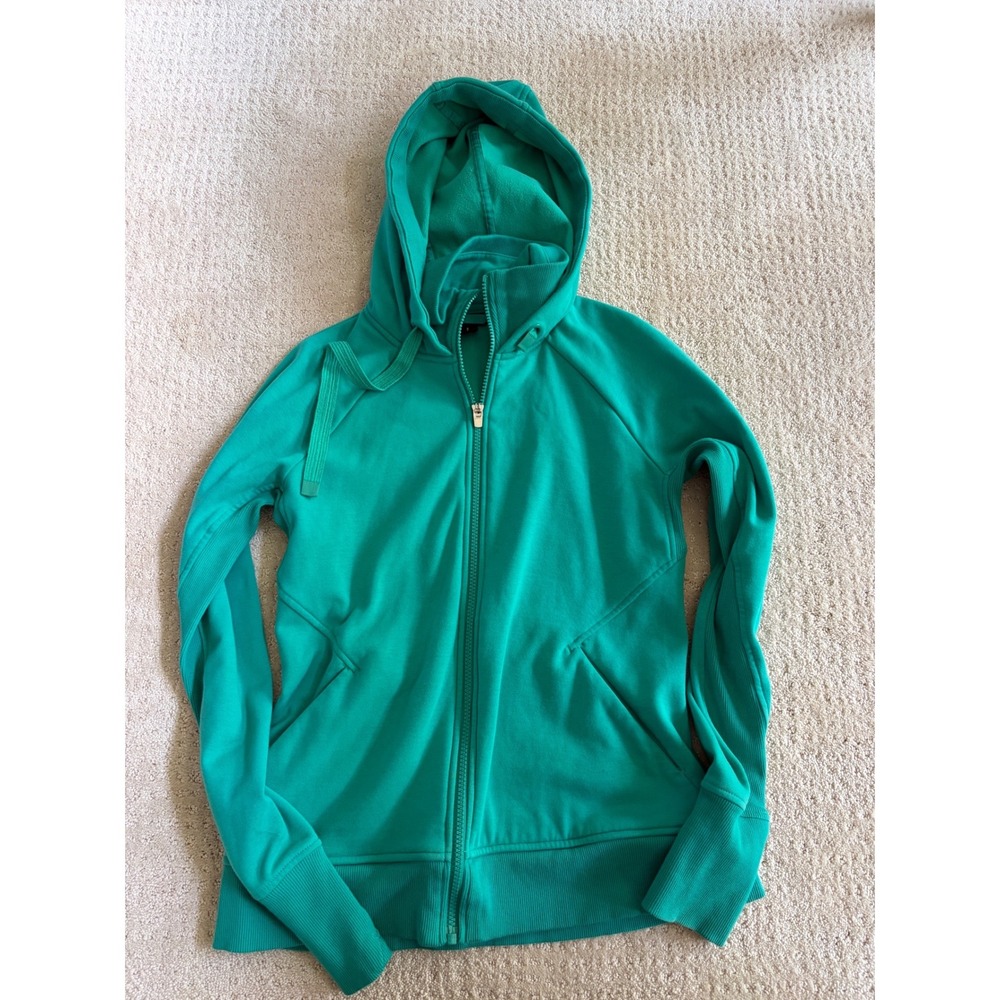 Athleta Full Zip Hoodie Womens Small Teal Green Gorpcore Sporty Thumbholes